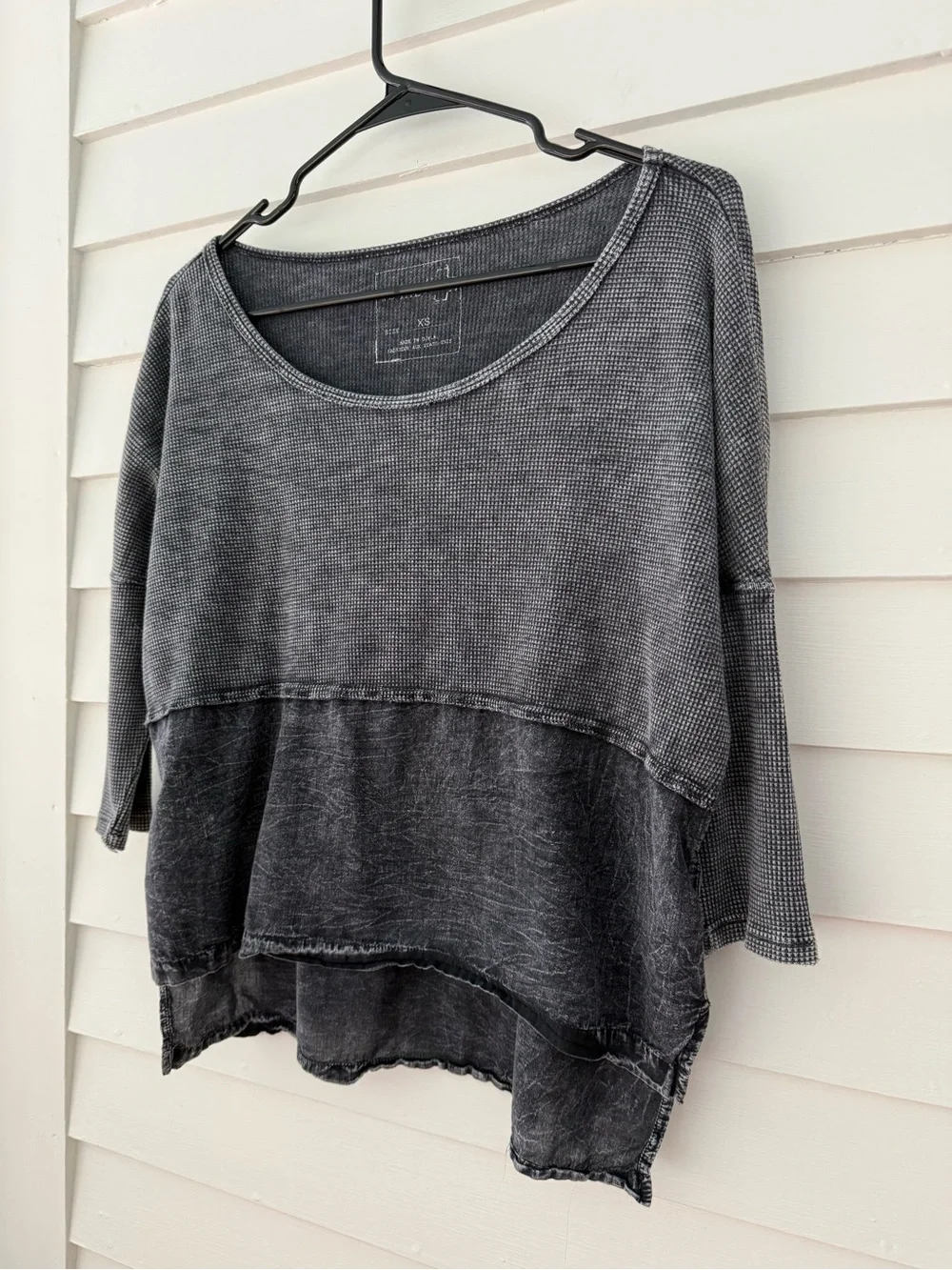 Free People | We The Free Waffle Knit Top Gray Acid Wash XS
